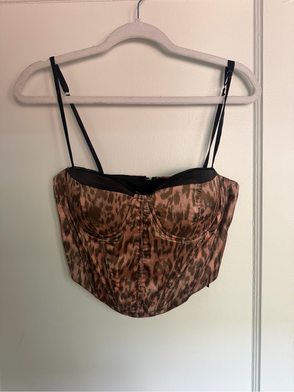 Nasty Gal Leopard Print Bustier in Brown and Black